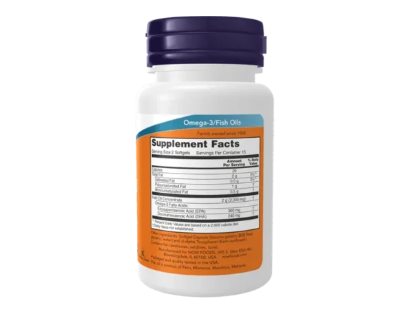 Now Foods Omega-3 Fish Oil, Molecularly Distilled Softgels - Image 2